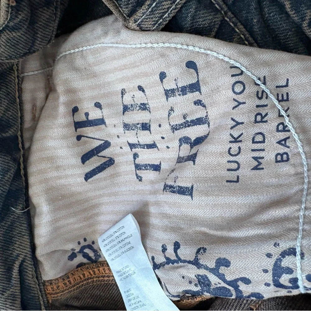 Free People Barrel Relaxed Dark Wash Denim Jeans - Picture 7 of 9